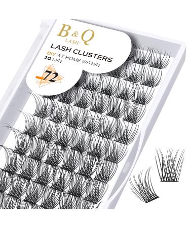 Eyelash individually 72 PCs B&C eyelashes DIY individual eyelashes for beginners reusable eyelash bushes wispy fluffy single eyelashes for eyelash extensions at home (XS C-10 mm) C-10 mm B 01