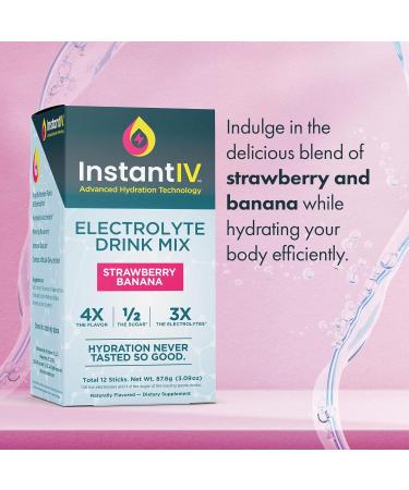 Electrolytes Powder - 3X Electrolytes,1/2 Sugar with Vitamin C, B3, B6, Electrolytes Powder Packets for Hydration, Recovery & Immunity, Vegan & Gluten Free | Strawberry Banana - 12 Packets Strawberry Banana 5.25 Pound (Pack  - Buy Online on GoSupps.com