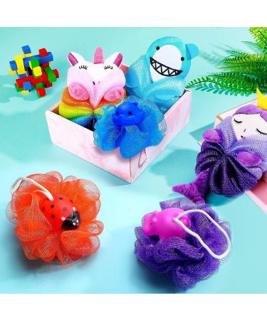 Kids Bath Sponge Set - 6 Piece Unicorn Loofahs & Mesh Scrubber Balls for Boys & Girls - Buy Online on GoSupps.com