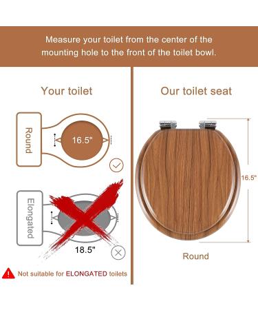 Molded Wood Round Toilet Seat | Quiet Close & Quick Release Hinges | Easy Install & Clean by Angol Shiold (Natural) - Buy Online on GoSupps.com