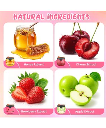 TEIHWAL 4PCS Bee Honey Balm Lip Balm Cherry Apple Strawberry Honey Lip Balm Moisturizing Sleeping Lip Mask Overnight Prevention Dry and Cracked Lips - Buy Online on GoSupps.com