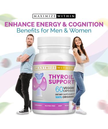 Thyroid Support Supplement for Women & Men - Boost Focus Mental Clarity & Energy with Ashwagandha Iodine Zinc Kelp Vitamin B12 & More - 60 Count - Buy Online on GoSupps.com
