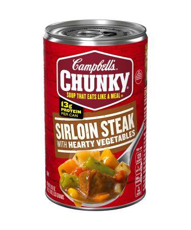 Campbells Chunky Soup, Sirloin Steak With Hearty Vegetables Soup, 18.8 Oz Can