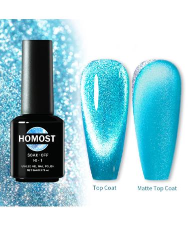 HOMOST Cat Eye Gel Nail Polish Set - 6 Sparkling Sea Blue Colors with Diamond Effect - Buy Online on GoSupps.com