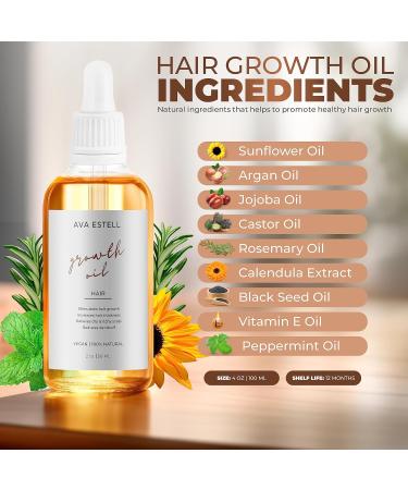 AVA ESTELL Rapid Growth Oil with Organic Rosemary Oil for Hair Growth - Repairs Damaged Hair Soothes Itchy Scalp Moisturizes Hair and Provides Dandruff Relief - Rosemary Essential Oil for Hair - Buy Online on GoSupps.com
