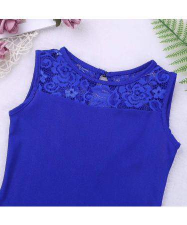 FEESHOW Big Girls' Cap Sleeve Floral Lace Back Leotard in Royal Blue 12-14 - Ballet Dance Costume - Buy Online on GoSupps.com