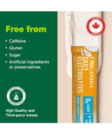 Organika Electrolytes Powder- Orange Creamsicle Sachets- On-The-Go Sugar-Free Hydration and Electrolyte Replenishment with Prebiotics and Vitamin C- 20 Servings - Buy Online on GoSupps.com