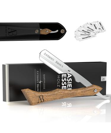 Anthony Brown razor wood in black or silver - unique blade head for more precision - with changing blades and etui - razor set ... (silver) - Buy Online on GoSupps.com