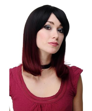 WIG ME UP H9705-2F118 Ladies Ombre Black & Aubergine Wig | Quality Shoulder Length Straight Wig with Curved Tips - Shop Internationally - Buy Online on GoSupps.com