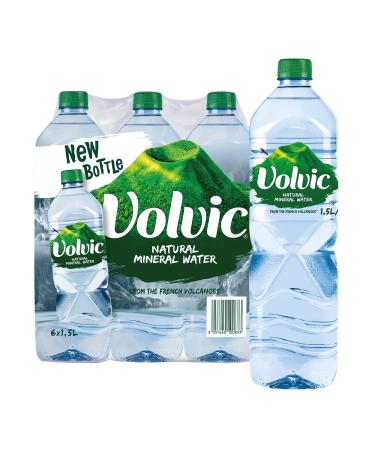 Volvic Natural Water, Mineral Drinking Water, Sustainably Sourced Water Bottle, Box of 6 Volvic 1.5L Bottles