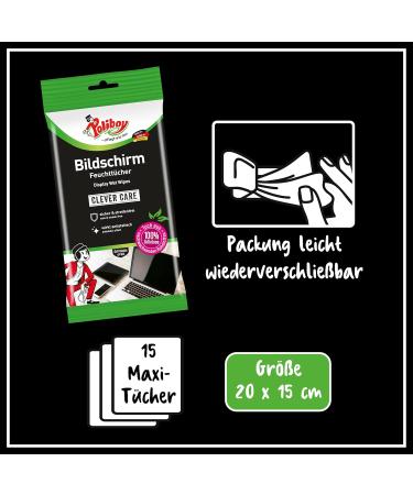 Poliboy Screen Wet Wipes - 30 Individually Packaged Cleaning Wipes for TVs Laptops & Tablets - Made in Germany - Buy Online on GoSupps.com