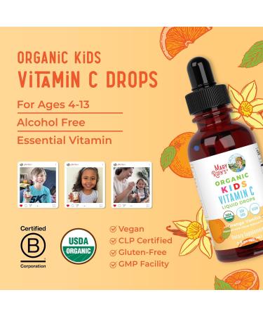 MaryRuth Organics USDA Kids Vitamin C Drops | Vegan Immune Support Supplement for Ages 4-13 | Immune Support & Overall Health | Vitamin C from Organic Acerola Fruit Extract | 2oz - Buy Online on GoSupps.com