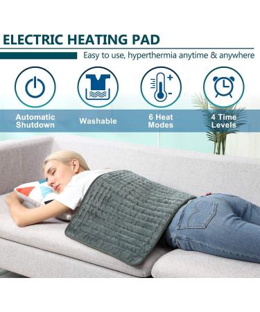 Heating Cushion 30x60cm | Electric Heat Pillow for Neck & Shoulder | 6 Temperature Levels | Moist & Dry Heat | Dark Gray | International Shipping - Buy Online on GoSupps.com