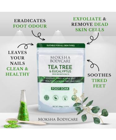 Tea Tree Oil & Dead Sea Salt Foot Soak - Nail Fungus & Athlete's Foot Treatment - Exfoliating Spa Bath for Hard Skin - Antifungal Feet Soak, 500g - Buy Online on GoSupps.com