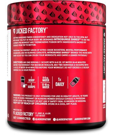 Jacked Factory Nitrosurge Shred Thermogenic Pre-Workout in Watermelon & BCAA in Fruit Punch for Body Recomposition Muscle Building and Recovery - Buy Online on GoSupps.com