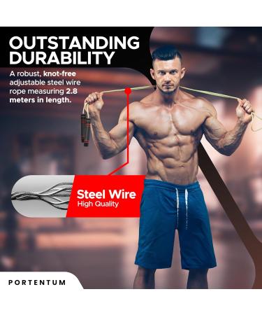 Portum Adjustable Jump Rope for Adults & Kids | Speed Rope with Foam Handles - Slipproof Length Adjustable | Perfect for Fitness & Endurance Training - Red - Buy Online on GoSupps.com