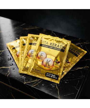 Vita Keratin Treatment Deep Repair 20ml - Soin Cheveux R parateur & Nourrissant - Keratin + Huile d Argan + Vitamine E - Sachets Unidose - Pack de 5 (100 ml) - Buy Online on GoSupps.com