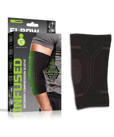Green Drop Professional Elbow Brace - Compression Sleeve Support for Men & Women - Breathable Patented Medical Grade Natural Relief Herb-Infused Support for Sports  Tennis  Injury Recovery  Arthritis Large / X-Large
