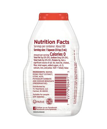SPLENDA Monk Fruit Liquid Sweetener Drops, Zero Calorie - 3.38 Fl Oz Bottle (Pack of 2) - Buy Online on GoSupps.com