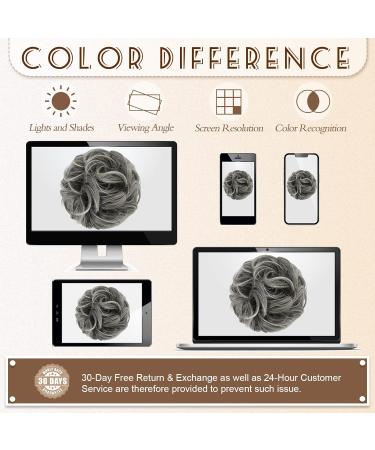 BARSDAR Claw Clip Messy Bun Hairpiece - Grey Mix White Synthetic Hair Scrunchie for Women - Buy Online on GoSupps.com