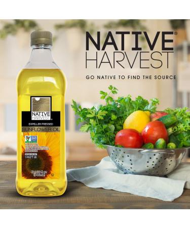 Native Harvest Expeller Pressed Non-GMO Sunflower Oil, 1 Litre (33.8 FL OZ) Sunflower 67.6 Fl Oz (Pack of 1)