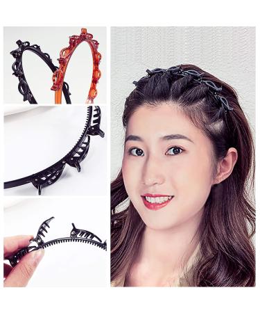 SHUNMEIL 4PCS Double Bangs Hairstyle Hairpin Set - Woven Large Real Hair Accessories with Clips | Hollow Layer Plait Headband Hair Bands - Buy Online on GoSupps.com