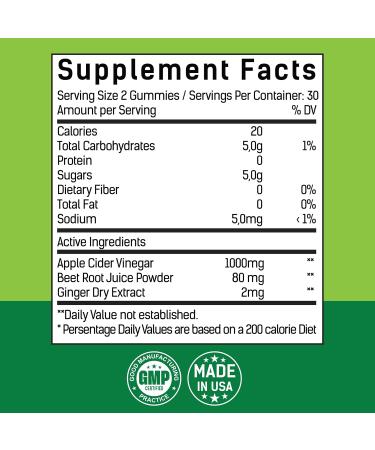 Perfotek Apple Cider Vinegar Gummies - Keto Non-GMO Vegan Gluten-Free - 60 Count Natural Apple Flavor - Buy Online on GoSupps.com
