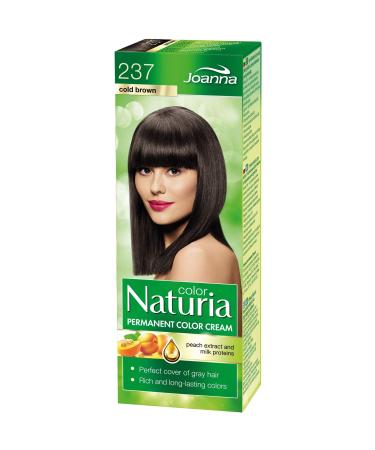 Joanna Naturia Color Permanent Hair Color Cream Goodness of Milk Proteins and Peach Extracts Premium-Quality Hair Dye Provides Soft and Lustrous Hair Long-Lasting Hair Colors Cold Brown