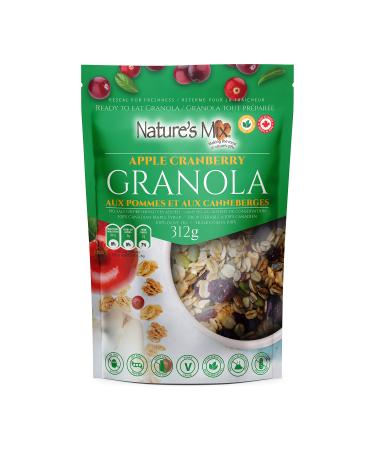 Nature's Mix Apple Cranberry Granola - Nut Free - Canadian Locally Made - Vegan and Kosher Certified Apple Cranberry Granola 312 Grams Light Green grams 312 g (Pack of 1) Light Green