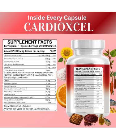 Kun Shafi COQ10 250mg Red Yeast Rice Omega-3 PQQ Nattokinase Resveratrol & More Heart & Cardiovascular Support Supplement for Women & Men with Vitamin D3 K2 E Zinc 60 Ct - Buy Online on GoSupps.com