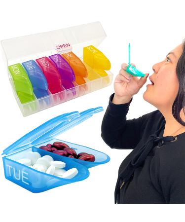 e-Pill MediShot 2 Times a Day Large Weekly Pills Case Morning and Night Pill Boxes Hold Vitamins Medicine & Supplement
