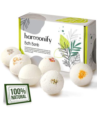 HARMONIFY Premium  Organic  Natural  Made in Europe Bath Bombs  Skin and Body Safe Hypoallergenic Nontoxic Beauty Tablet  Fizzy  Bubbling  Scented Calming  Gift