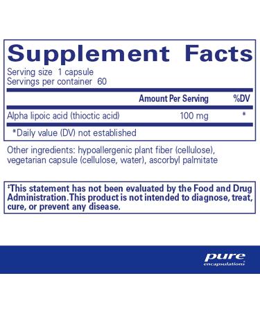 Pure Encapsulations Alpha Lipoic Acid 100 mg | Liver & Cardiovascular Support | Antioxidant Supplement for Nerve Health | 60 Capsules - Buy Online on GoSupps.com