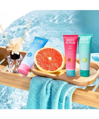 Dr. Pure 10% AHA Body Scrub Set - Natural Exfoliating Sugar Scrub & Cream for Acne, Cellulite, and Scars - Buy Online on GoSupps.com