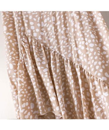 Sanahy Women's Boho Floral Leopard Ruffle High Waisted Midi Skirt - Beige - Size L - Buy Online on GoSupps.com