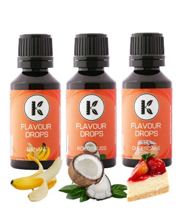 Flavor drops calorie facts 3x30ml banana coconut cheesecake drops of taste calorie -free without sugar vegan for sweetness of food and drinks.