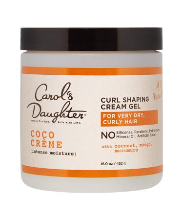 Carols Daughter Coco Creme Curl Shaping Cream Gel, with Coconut Oil, Coconut Milk, Silicone Free, Paraben Free Hair Gel for Curly Hair , Mineral Oil Free, for Very Dry Hair, 16 Oz