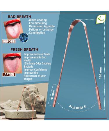 Ved Tongue Scraper - 100% Pure Copper Natural Tongue Cleaner with Eco-Friendly Travel Bag | Comfortable Handle for Optimal Oral Hygiene - Buy Online on GoSupps.com