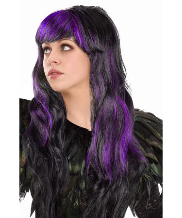 Sexy bob & long-haired wig two-colored with strands WIG Cabaret Pagenkopf Pagen Charleston wig for carnival/carnival & motto party (long-haired black-purple) - Buy Online on GoSupps.com