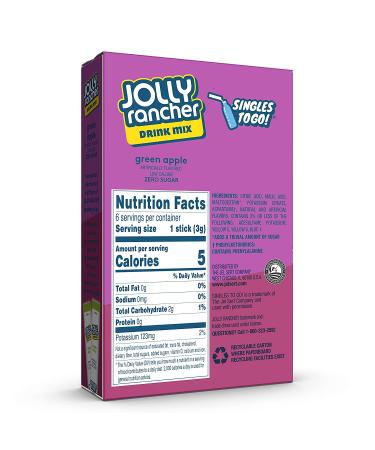 Jolly Rancher Singles To Go Green Apple Drink Mix 6-Pack - 36 Sticks Total - Buy Online on GoSupps.com