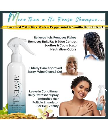 Aravenel Quick Clean Hair Mist 4oz - No Rinse Shampoo & Conditioner for Braids, Locs, Scalps - Waterless Cleaning for Elderly Care, Post Workouts - Neutralizes Odors - Spray, Wipe & Go - Buy Online on GoSupps.com