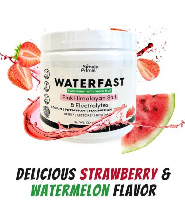 WATERFAST Monk Fruit Keto Electrolyte Powder - Strawberry Watermelon | Sugar Free Hydration & Fasting support with Pink Himalayan Salt Potassium Magnesium Calcium - International Shipping Available - Buy Online on GoSupps.com
