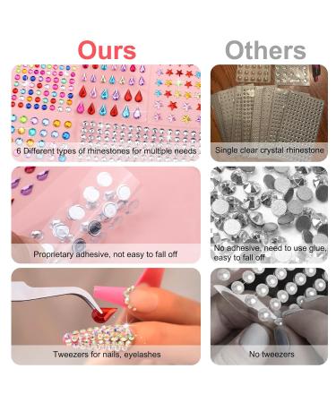 2609 Hair Gems & Jewels - Self-Adhesive Rhinestone Stickers for Crafts Face Eye Nail & Clothing | 6 Shapes 3-8mm - Buy Online on GoSupps.com