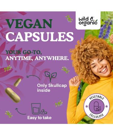Wild & Organic Skullcap Herb Capsules 1200 mg - Calming Skullcap Supplement - 120 Capsules - Scutellaria Lateriflora Leaf Extract - 2-Month Supply - Vegan No Fillers Non-GMO 120 Count (Pack of 1) - Buy Online on GoSupps.com