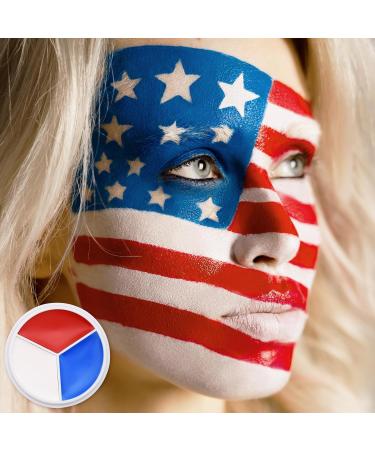 Red White Blue Face Paint - 12g Patriotic Stripe Stick for 4th of July Halloween & Sports Events | USA Flag Makeup - Buy Online on GoSupps.com