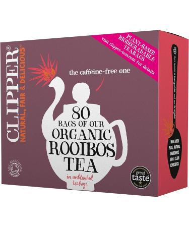 Clipper Organic Redbush Tea Bags - 80 Pure Rooibos Tea Bags | Caffeine Free Herbal Tea for Home or Office | Eco-Friendly & Biodegradable Teabags - Buy Online on GoSupps.com