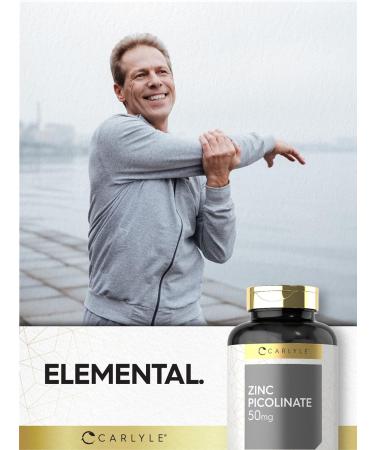 Zinc Picolinate 50mg 300 Capsules | Non-GMO & Gluten Free by Carlyle - Buy Online on GoSupps.com