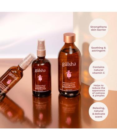 GULSHA ULTIMATE ROSEWATER Natural Rosa Damascena Flower Water Cleanses Nourishes and Tones Skin Restores Radiance to Your Skin Free from Chemicals 100% Natural Glow Rose Essence 250ml/8.45fl oz - Buy Online on GoSupps.com