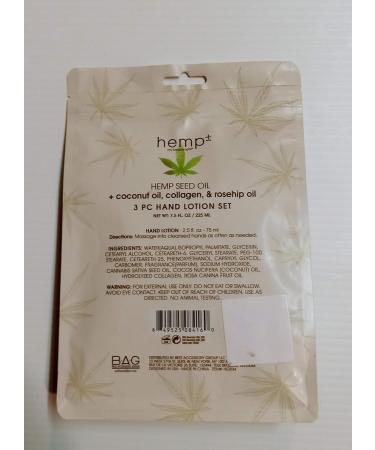 Premium Hemp Seed Oil Hand Lotion Set - 3 pcs with Coconut Collagen & Rosehip Oils | Nourishing Skincare for Hydrated Hands - Buy Online on GoSupps.com