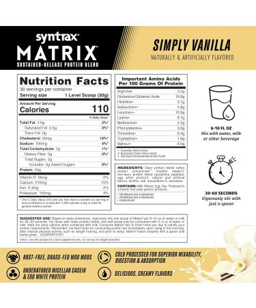 Syntrax Nutrition Matrix Protein Powder - Simply Vanilla - 2lb - Buy Online on GoSupps.com